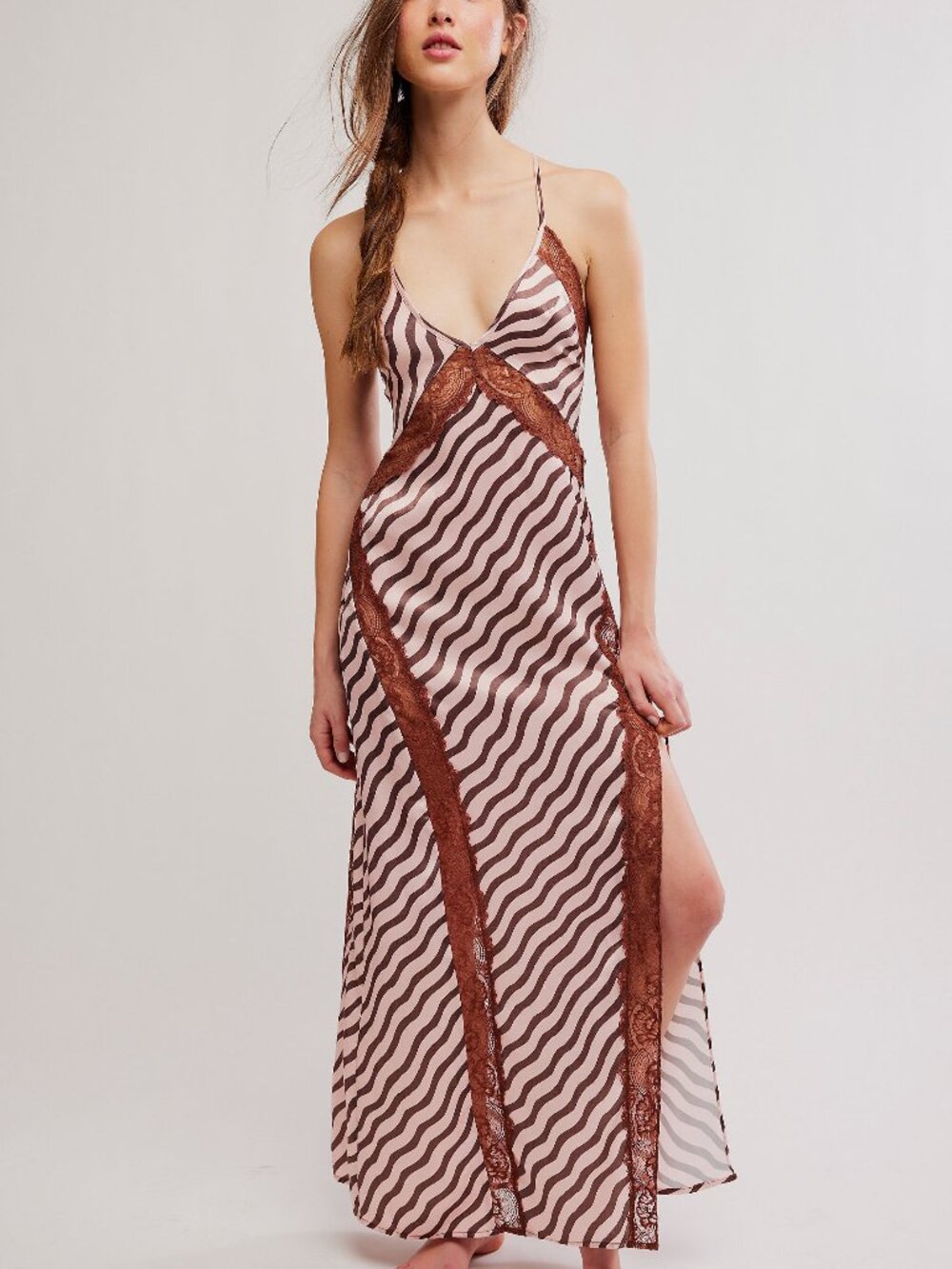 🆕 FREE PEOPLE Some Kind Of Love Printed Maxi Slip / Spring Blush Combo